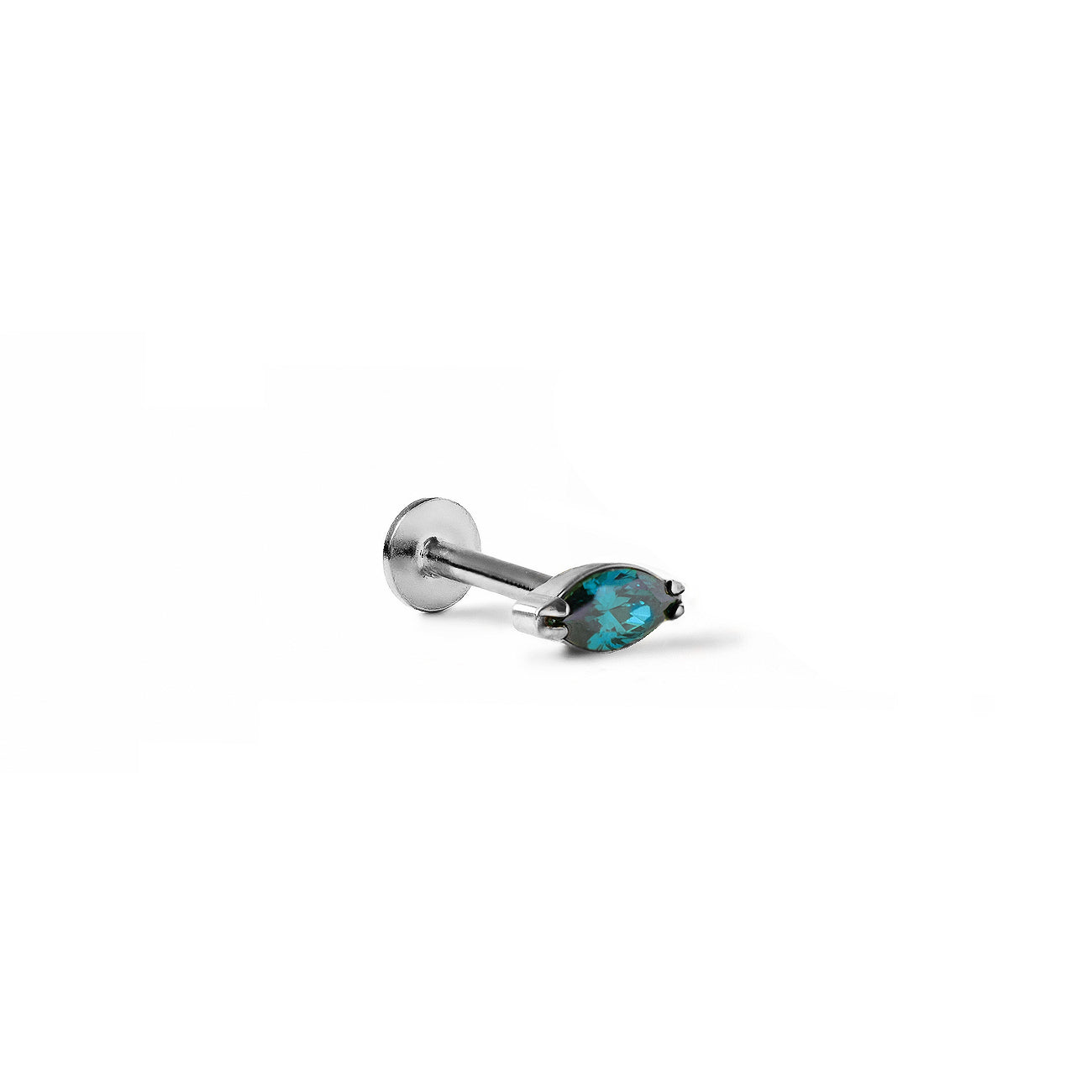 Product image of Tiny Marquise Blue Zircon Gemstone Stud in Titanium| #Gemstone_Blue Zircon
