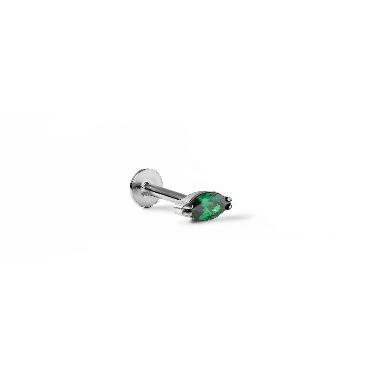 Product image of Tiny Marquise Emerald Gemstone Stud in Titanium| #Gemstone_Emerald
