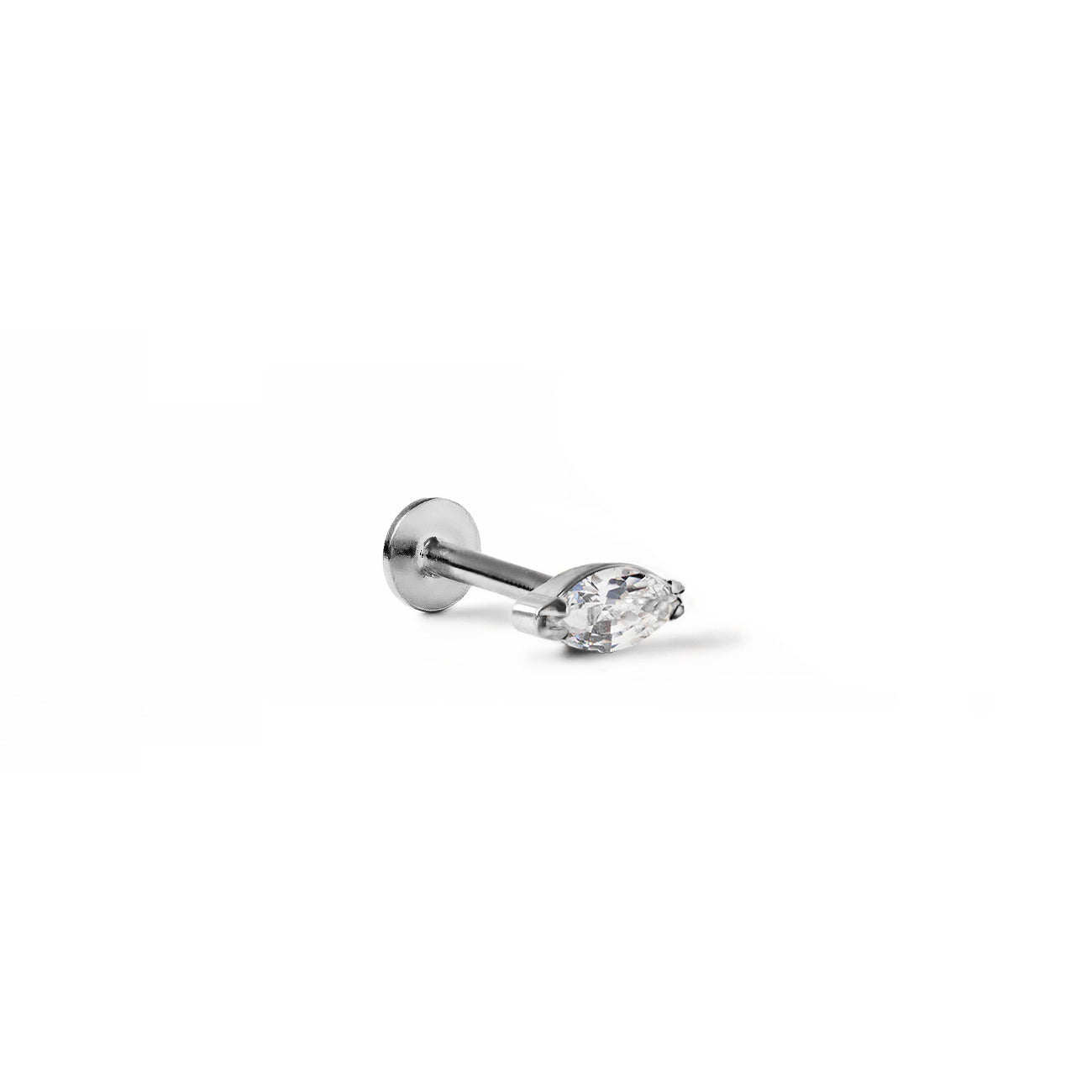 Product image of Tiny Marquise Gemstone Stud in Titanium| #Gemstone_White Zirconia
