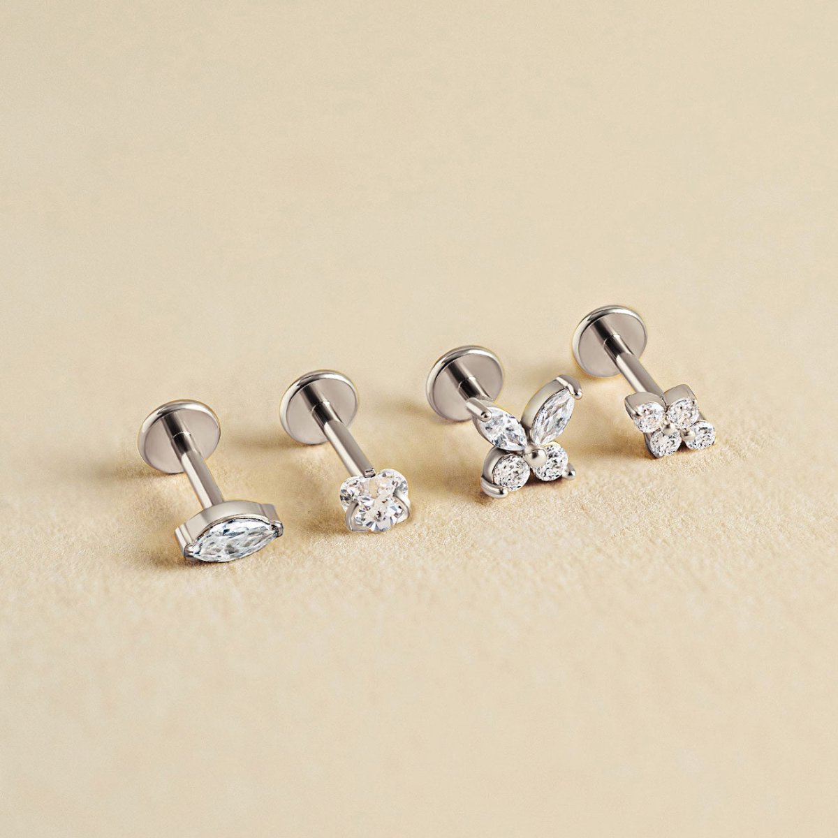Tiny Quad Crystal Flat Back Stud
