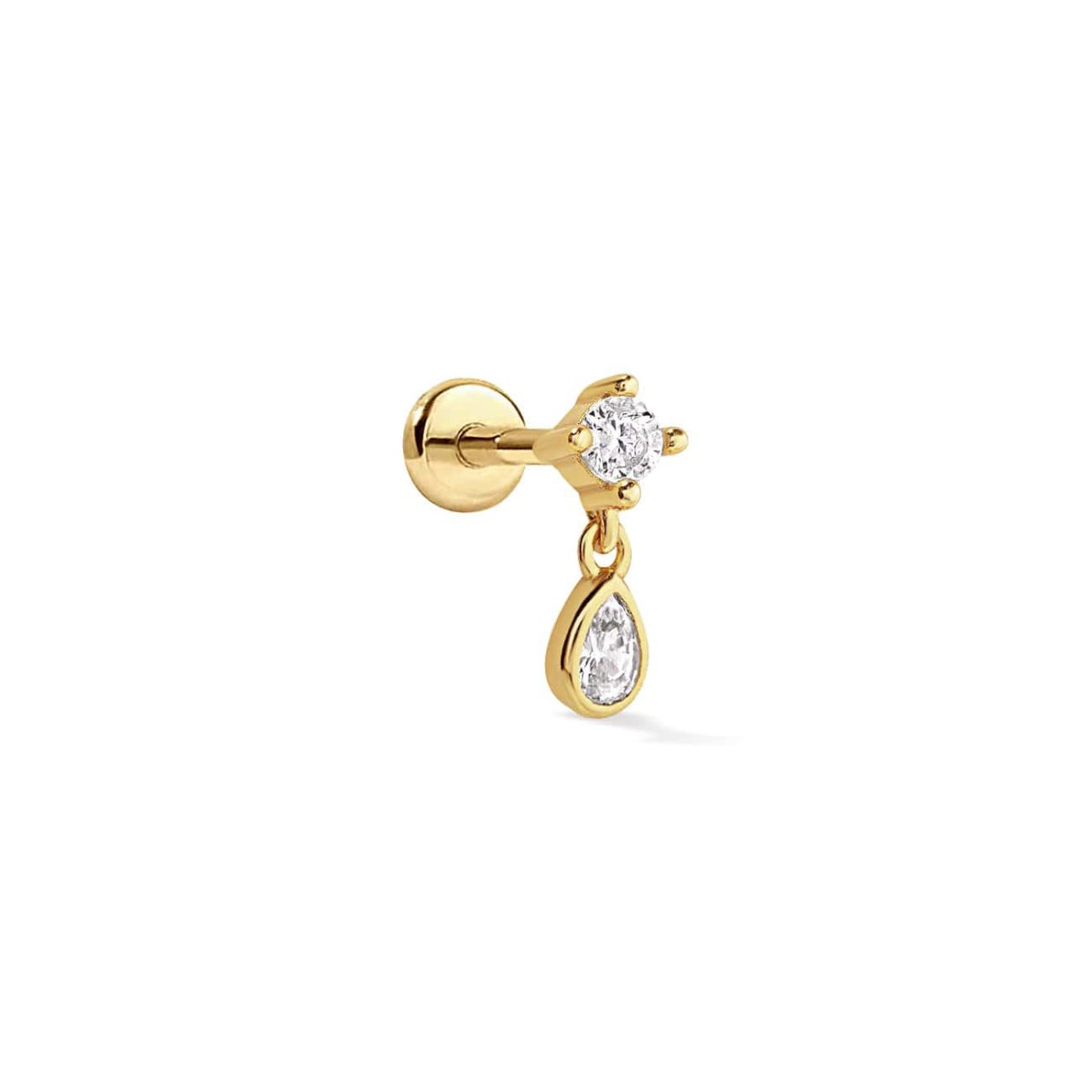 Crystal Pear Dangle Flat Back Stud