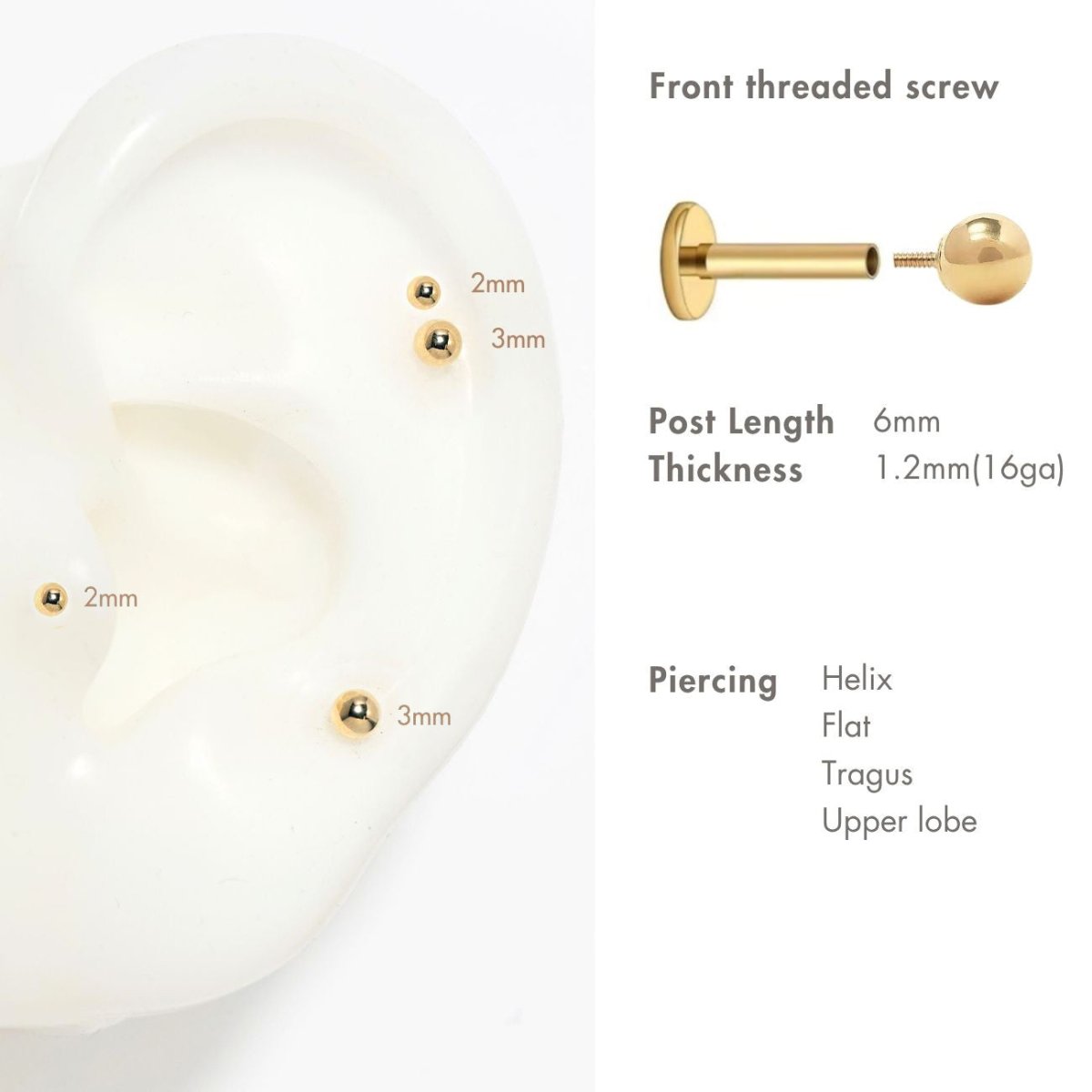 Tiny Sphere Flat Back Stud