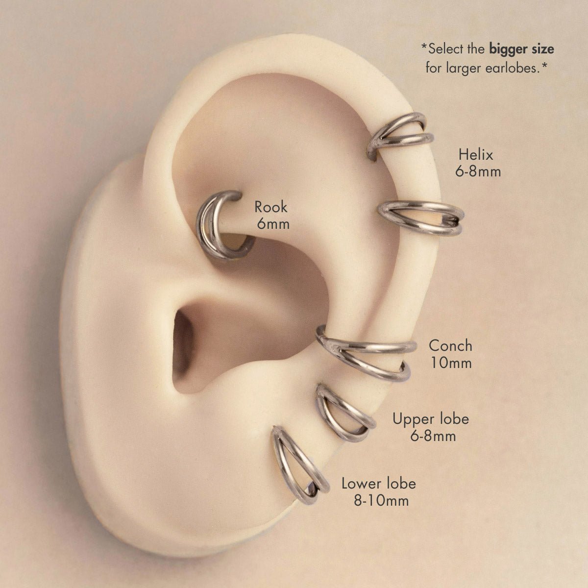  cartilage-double-hoop-earring-stainless-steel, cartilage earring size guide