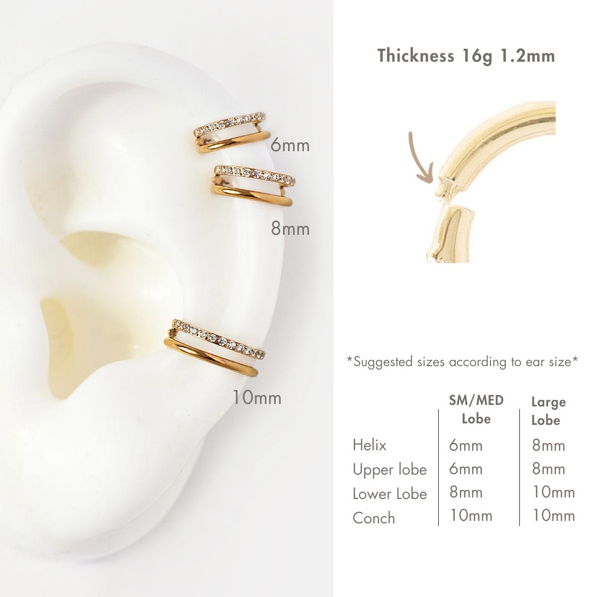 Double Hoop Pavé Cartilage Earring