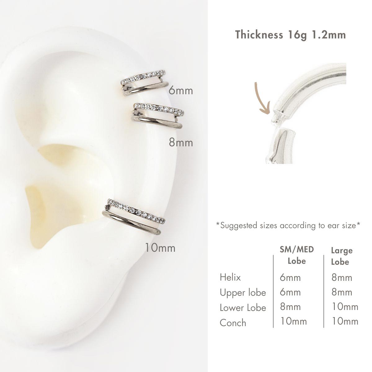 Double Hoop Pavé Cartilage Earring