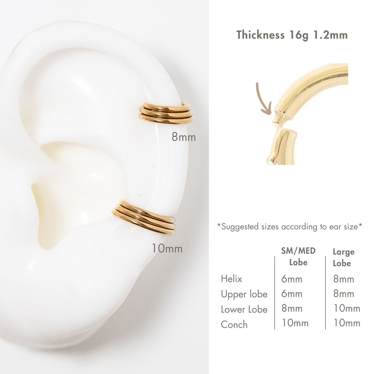 Genuine Gold Helix Hoop Body Piercing 9ct Cartilage Earring Plain Circle 375 Genuine Gold Helix Hoop Body Piercing 9ct Cartilage Earring Plain Circle 375