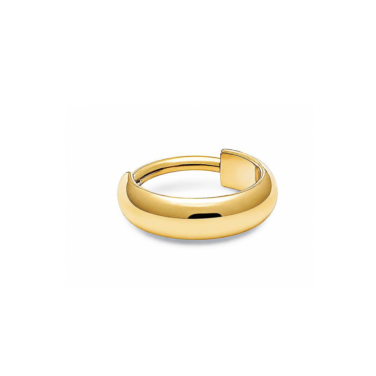 Gold titanium boyfriend seamless clicker hoops, on a white background