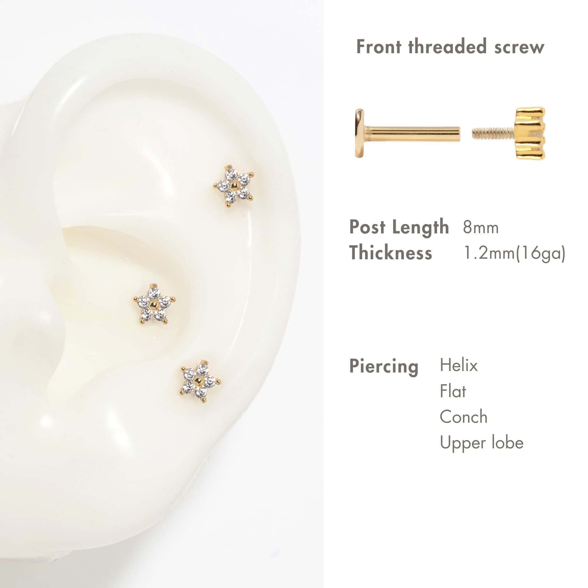 Crystal Flower Flat Back Stud