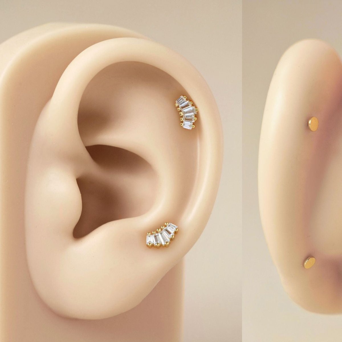 Stacked Tapered Baguette Flat Back Stud