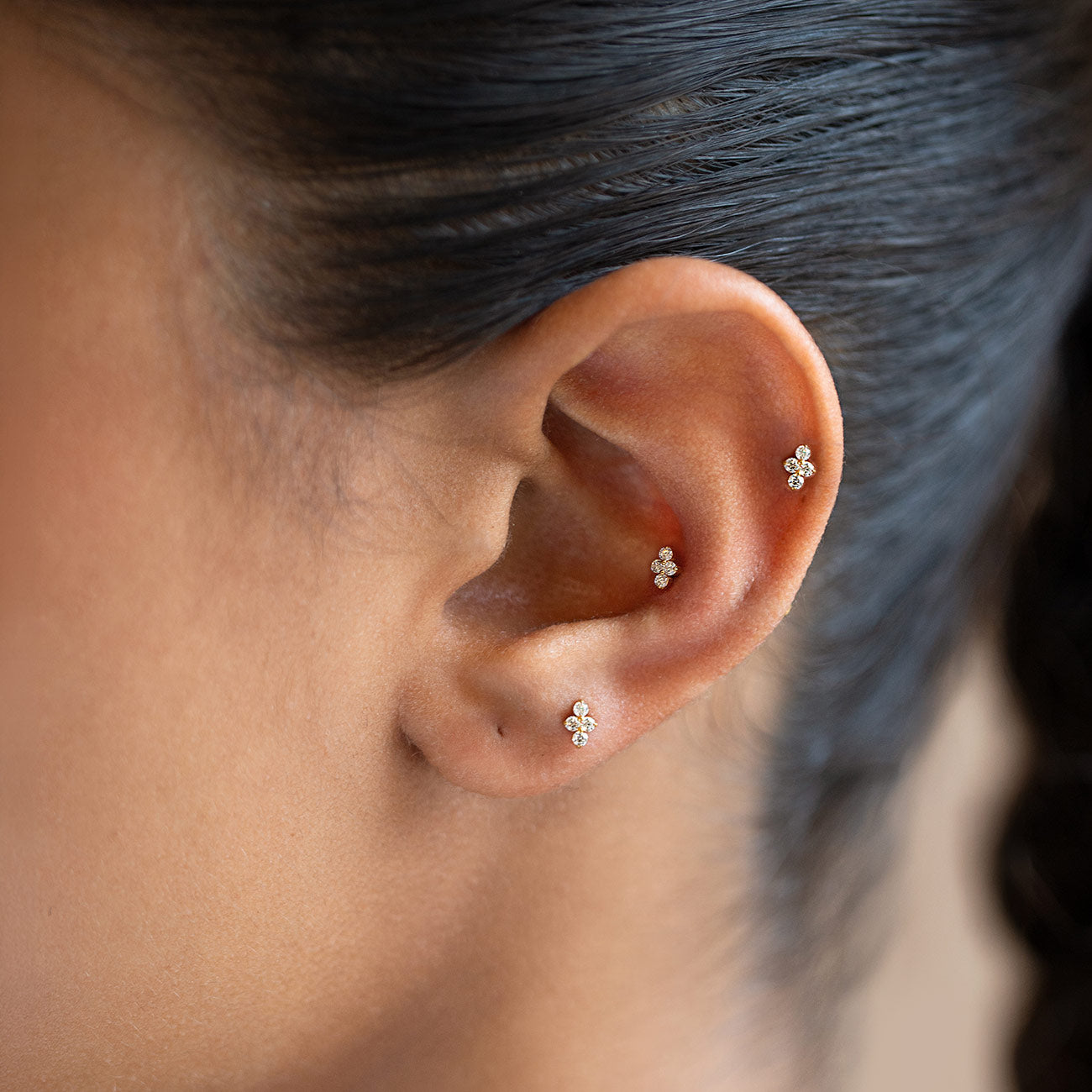 Tiny Quad Crystal Flat Back Stud