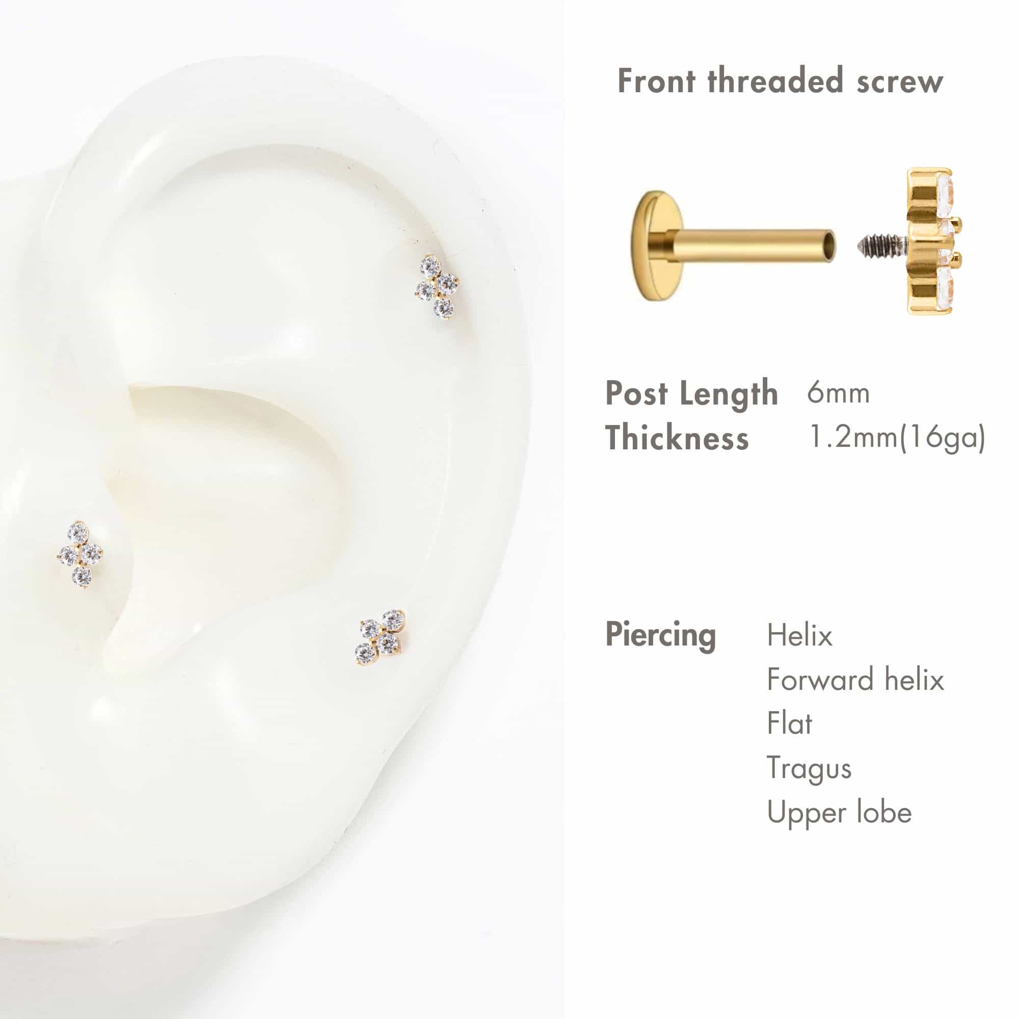 Tiny Quad Crystal Flat Back Stud