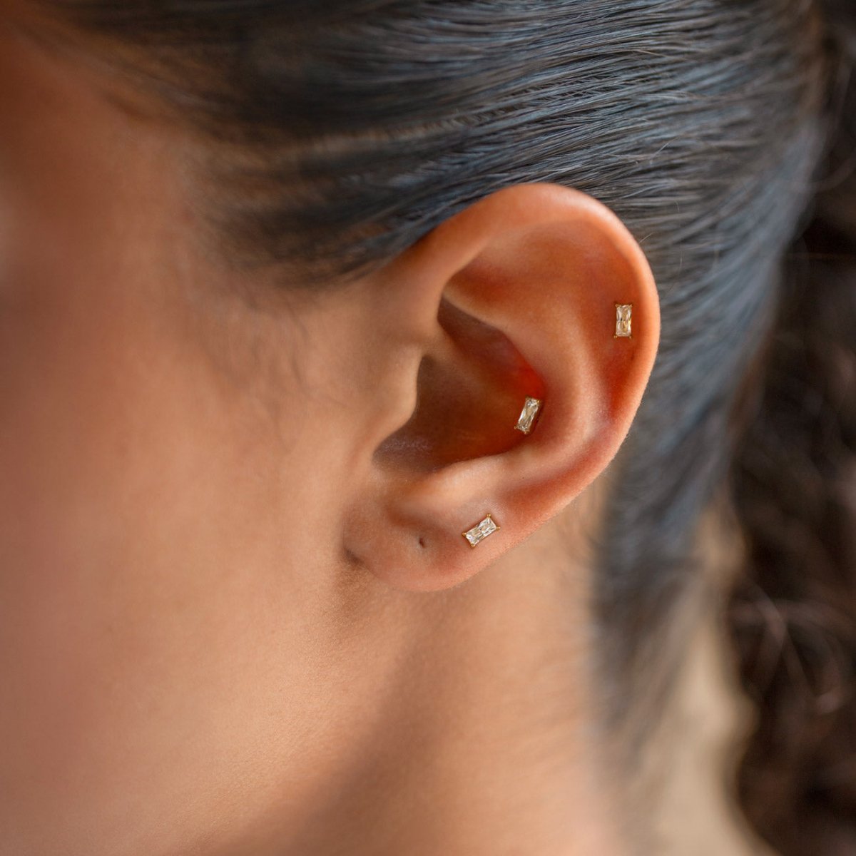 Crystal Baguette Flat Back Stud