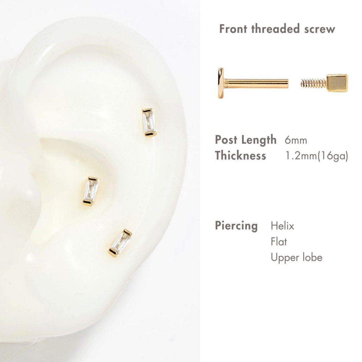 Crystal Baguette Flatback Studs