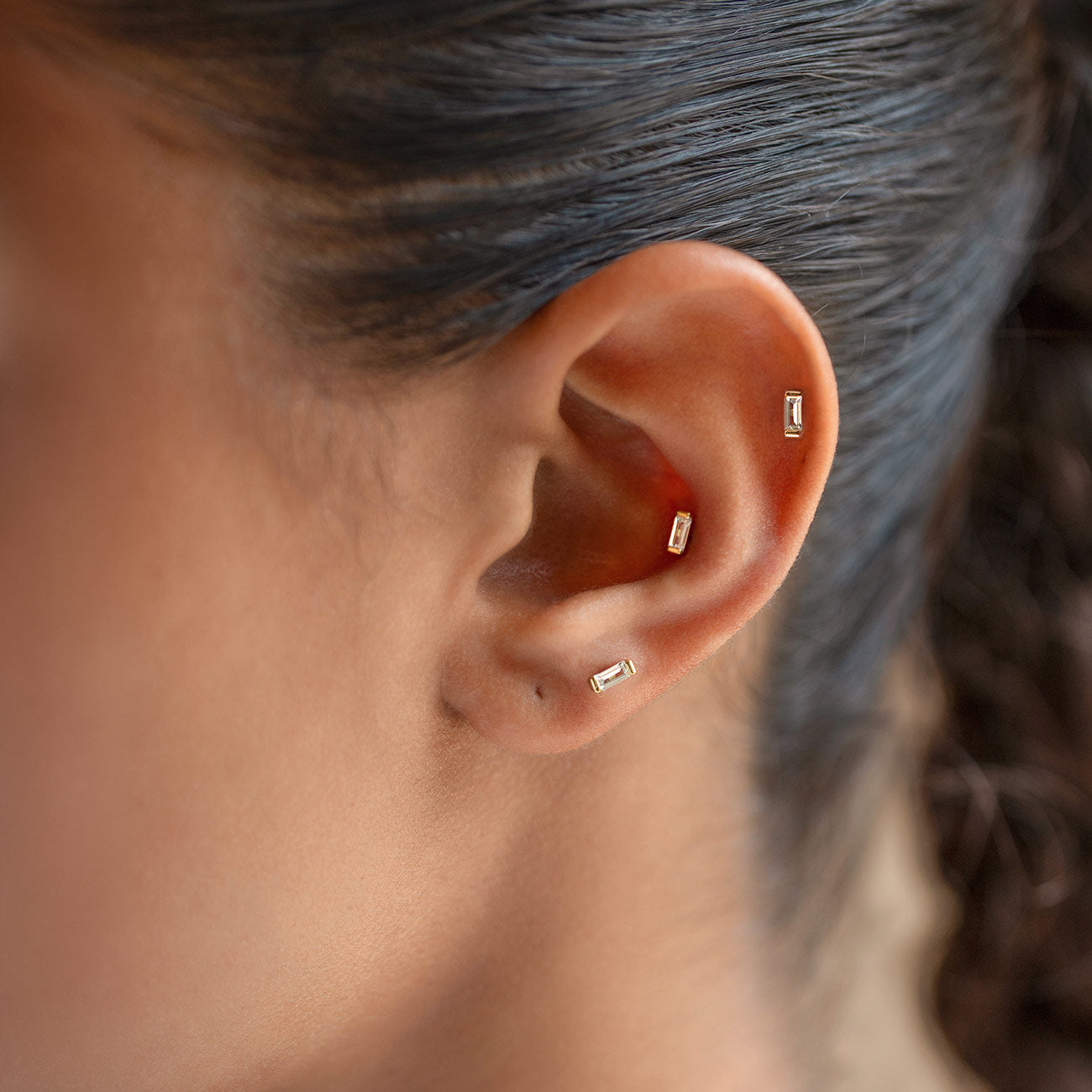 Tiny Baguette Flat Back Stud