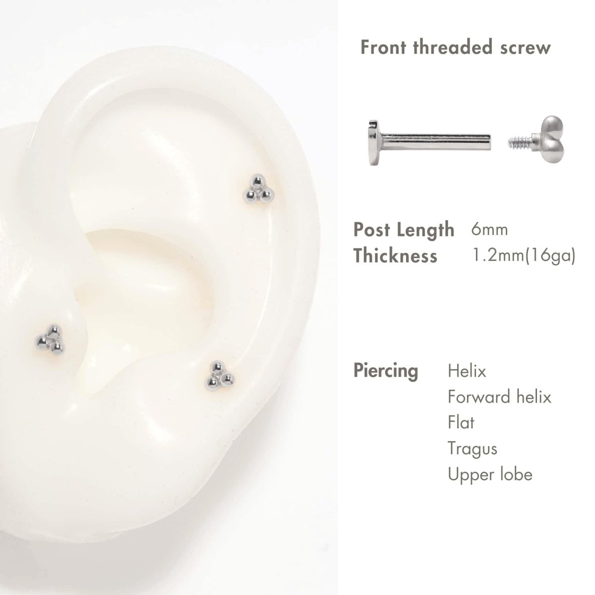 Tiny Trinity Ball Flat Back Studs