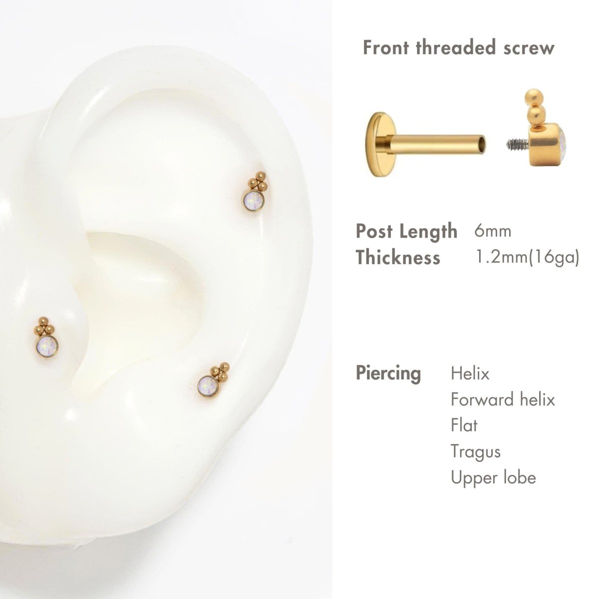 Cluster Opal Flat Back Stud