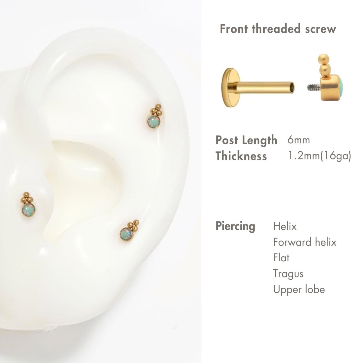 Cluster Opal Flat Back Stud Blue