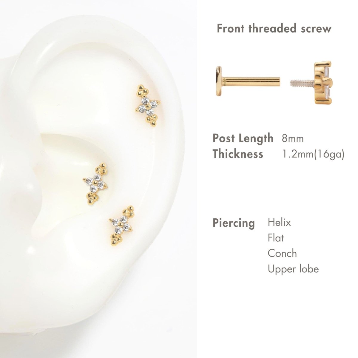 Crystal Flor Cluster Flat Back Studs