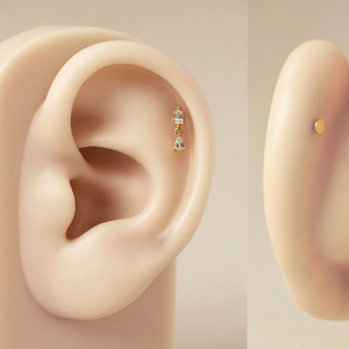 Baguette Dangle Flat Back Stud