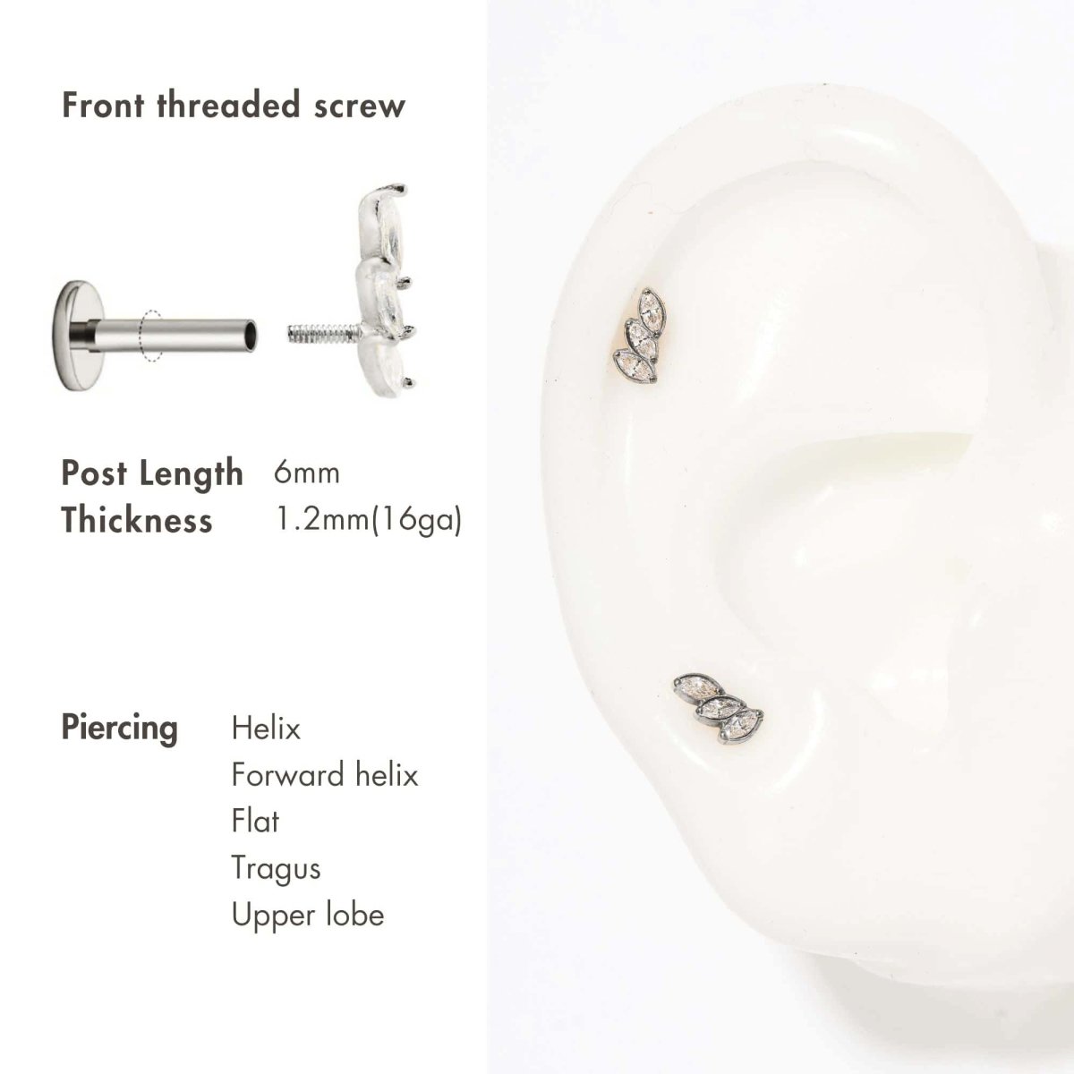 Tiny Marquise Curve Stud