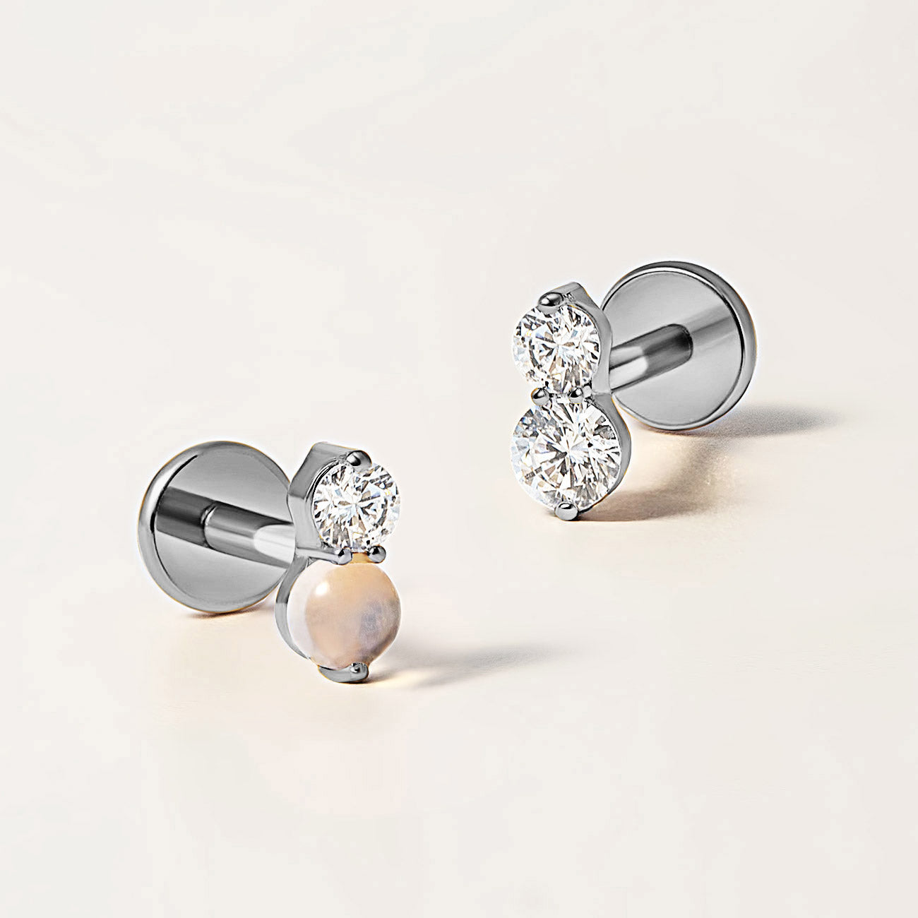 Tiny Pavé Duo Flatback Stud