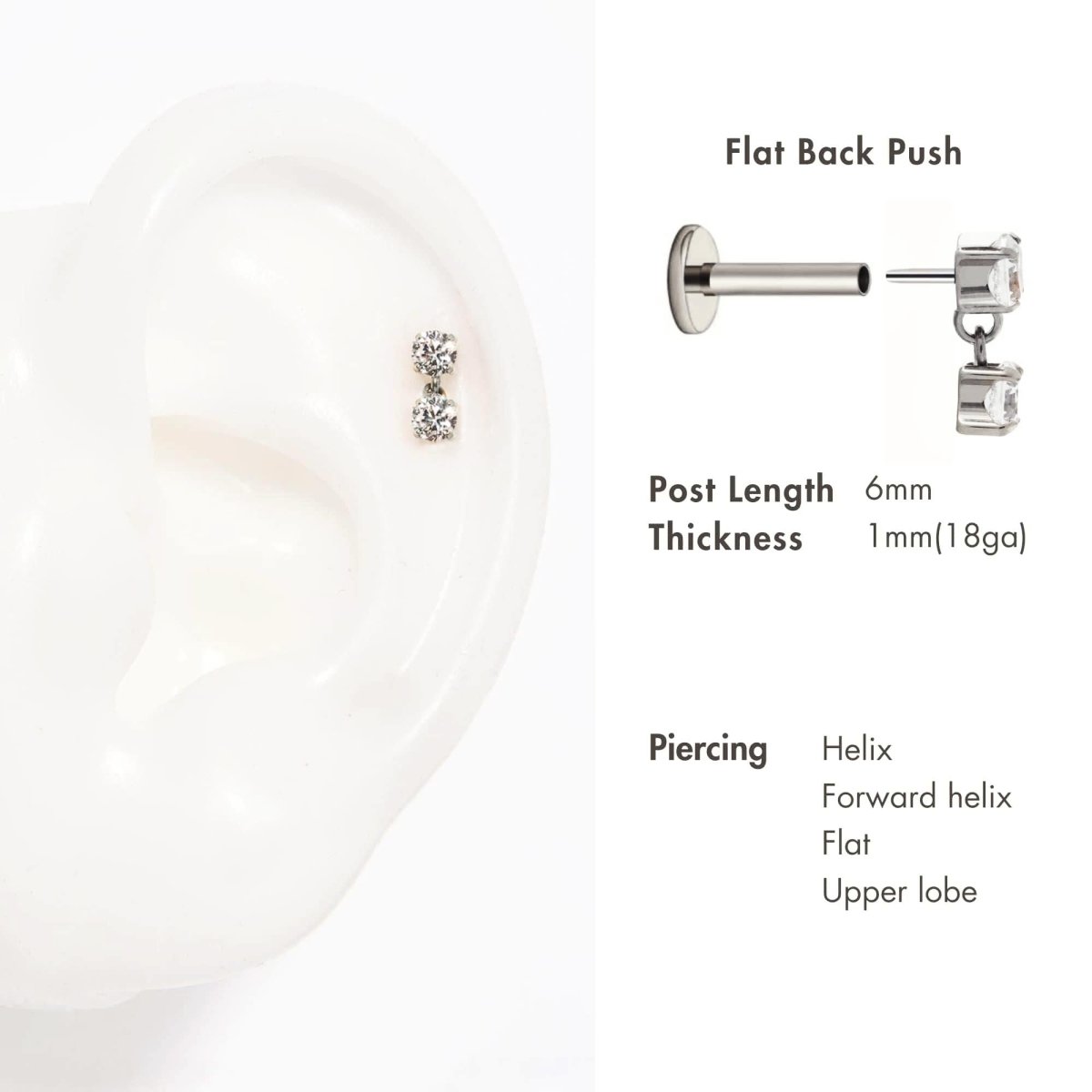 Gemstone Dangle Flat Back Stud