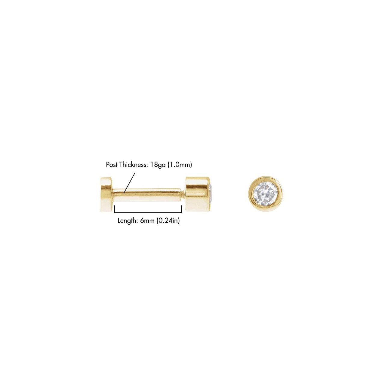 Tiny Diamond Bezel Flat Back Stud