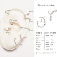 measurements of cartilage pave hoop earring