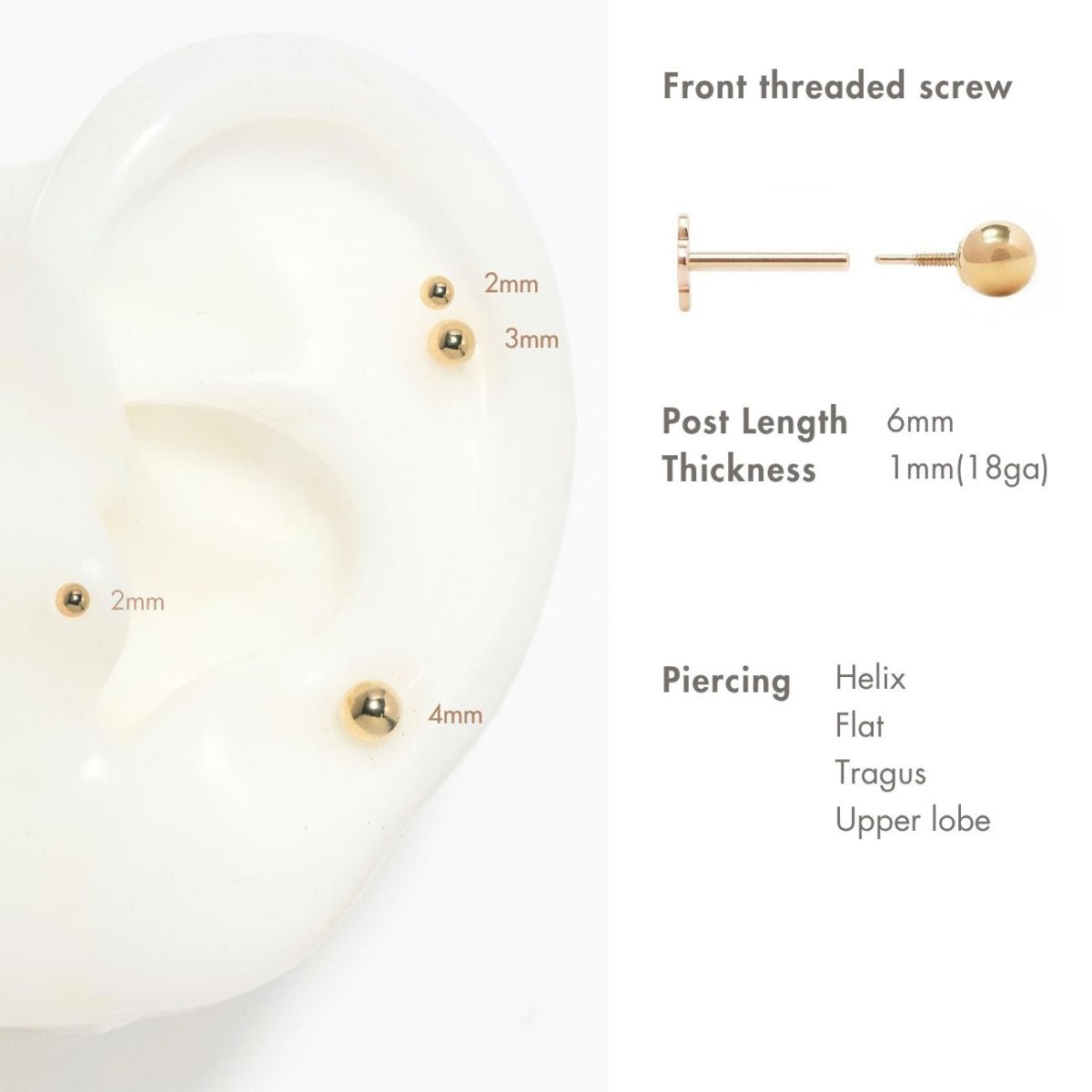 Tiny Sphere Flat Back Stud