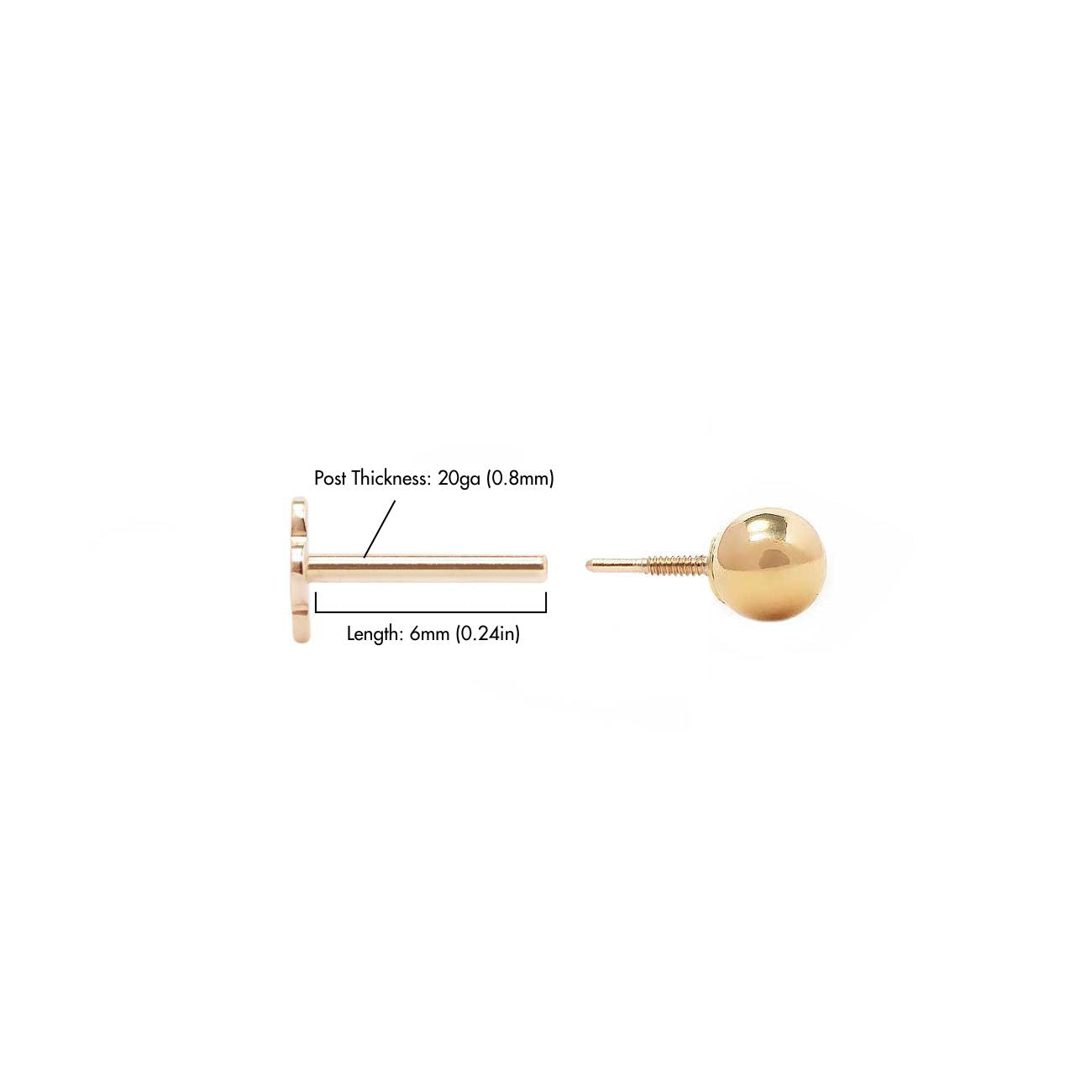 Tiny Sphere Flat Back Stud