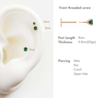 Tiny Gemstone Flat Back Stud Emerald