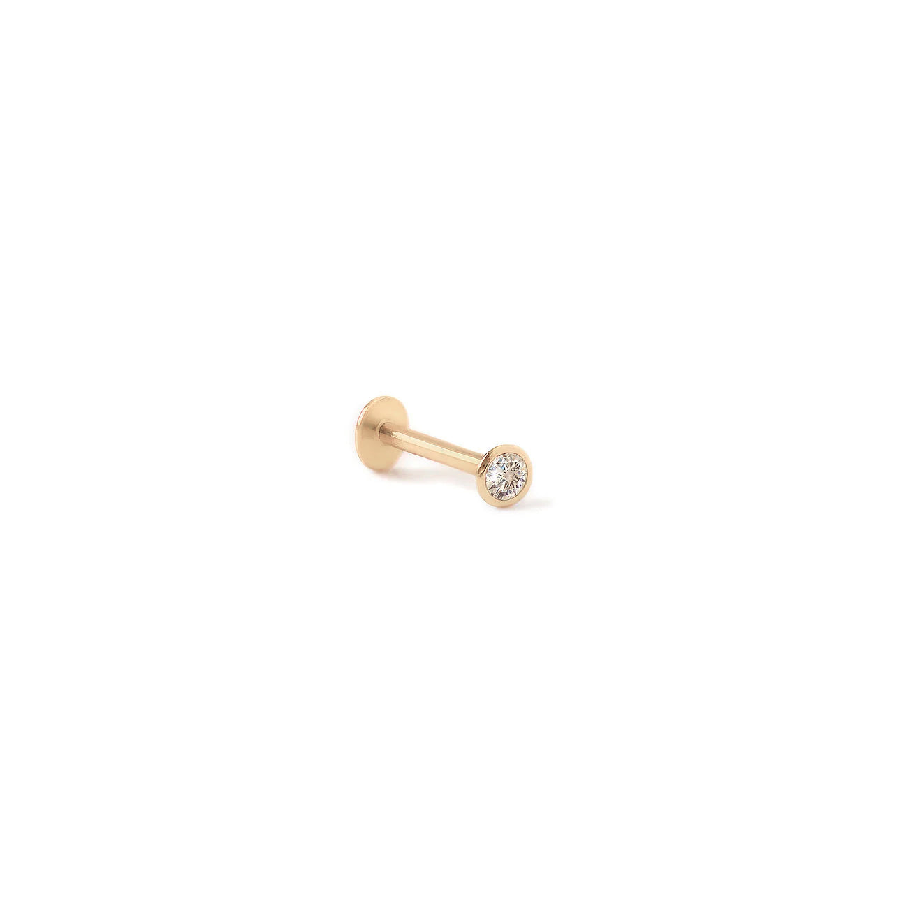 Flat Back Stud Earring 14K Gold, Helix Tragus Flat Conch Piercings 14K Gold / 2.5mm / Push Pin