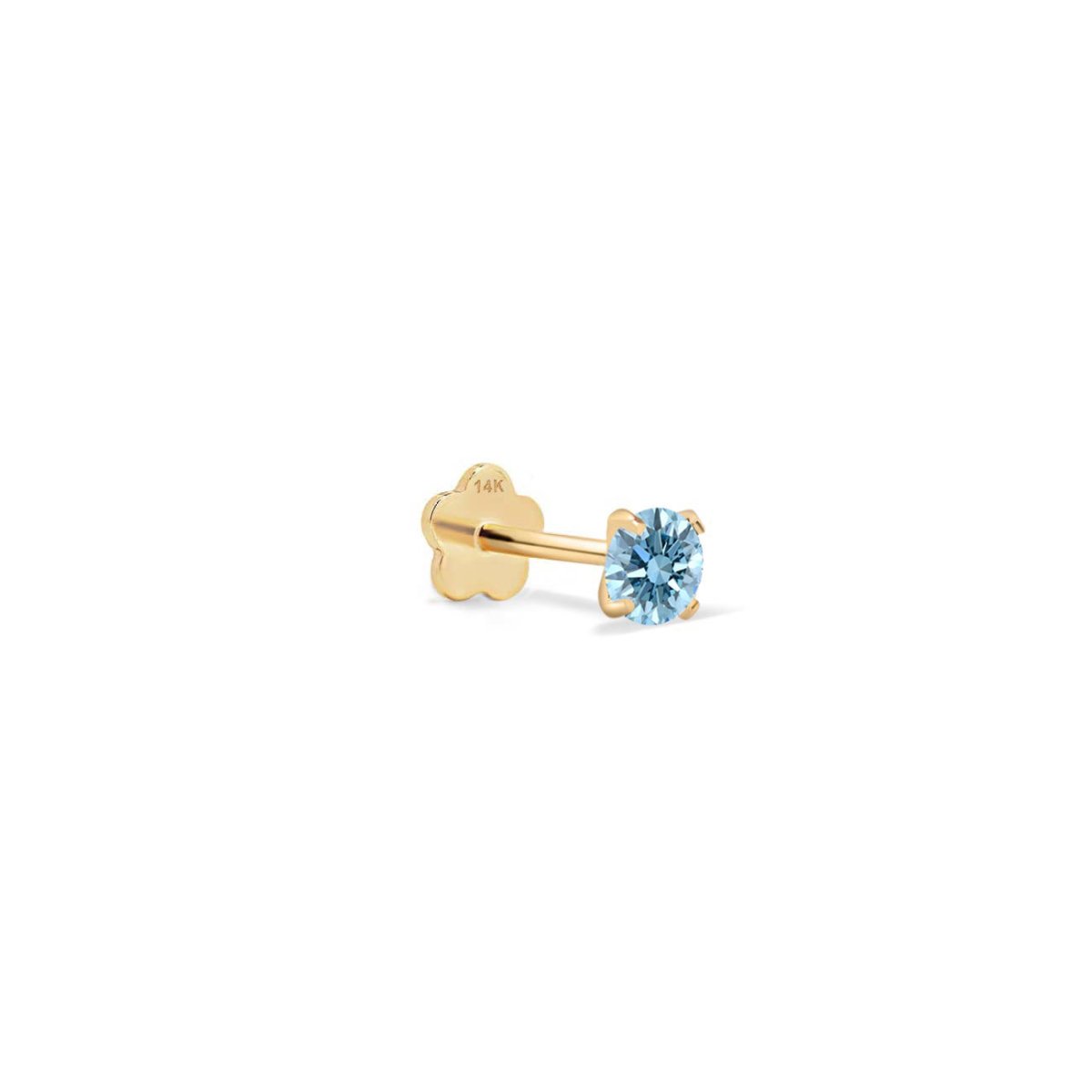Tiny Gemstone Flat Back Stud Aquamarine