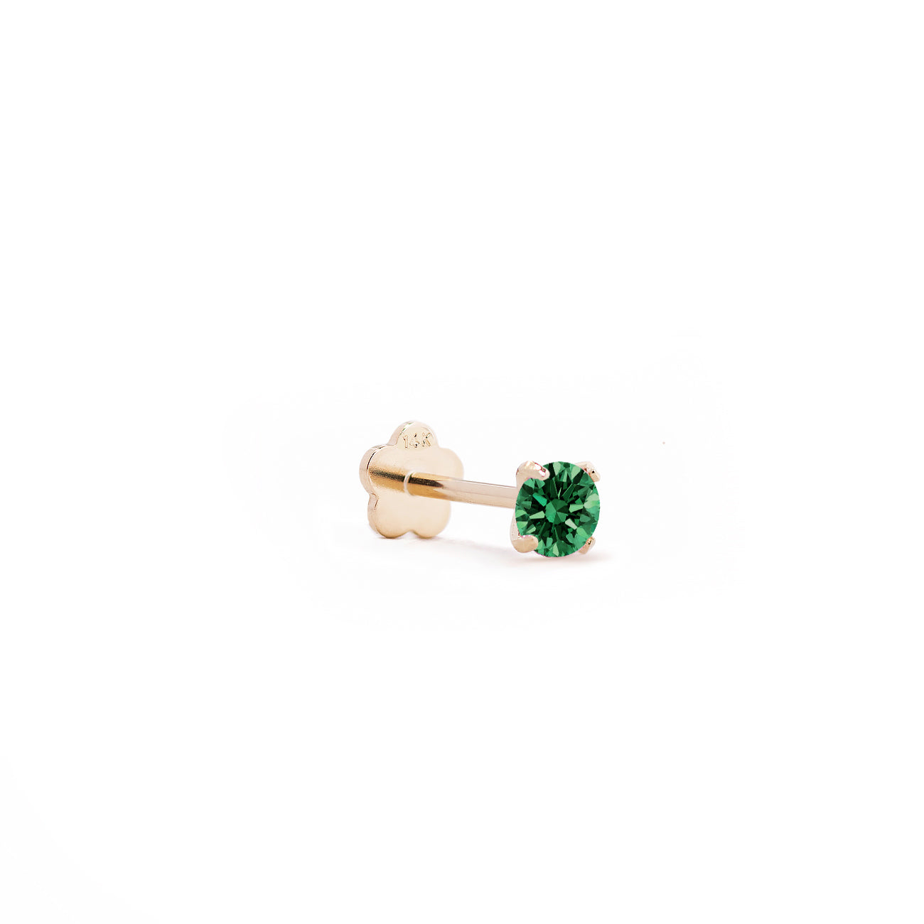 Tiny Gemstone Flat Back Stud Emerald