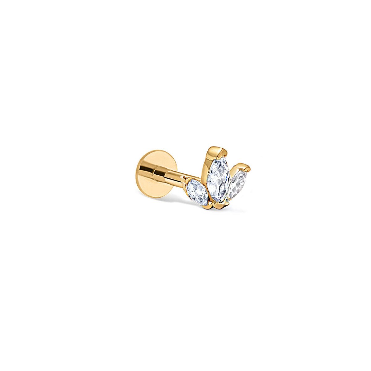 14K Gold Trio Marquise Flat Back Earring from AMYO
