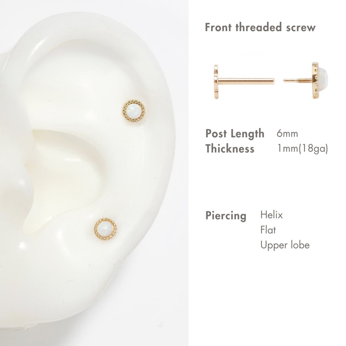 Opal Beaded Flat Back Stud