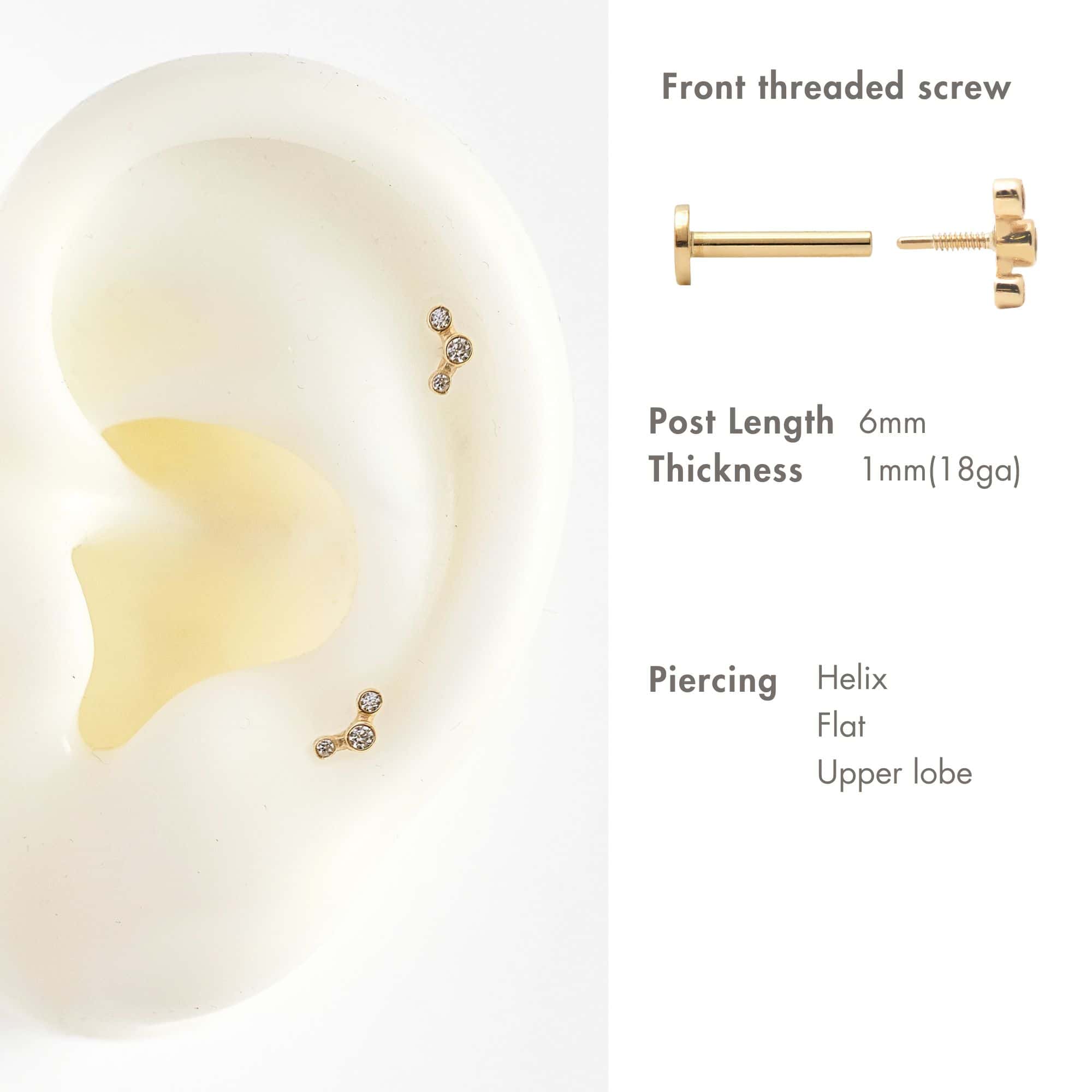 Micro Curved Trio Bezel Flat Back Stud