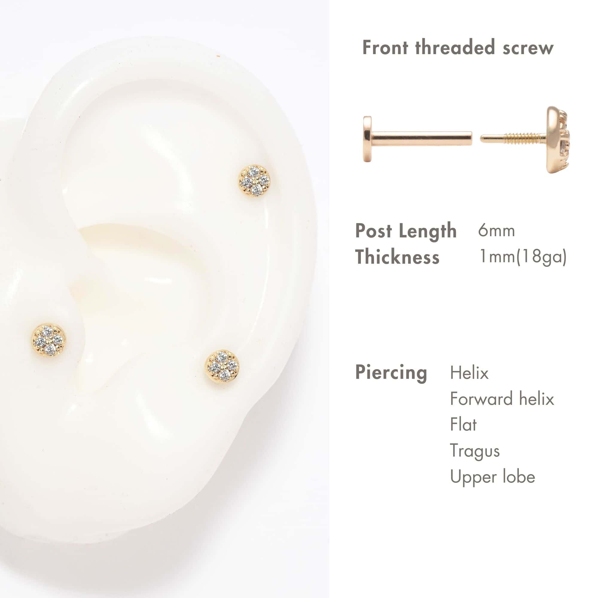 Tiny Pavé Disc Flatback Stud