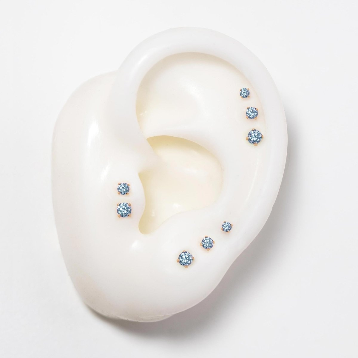 Tiny Gemstone Flatback Stud Aquamarine