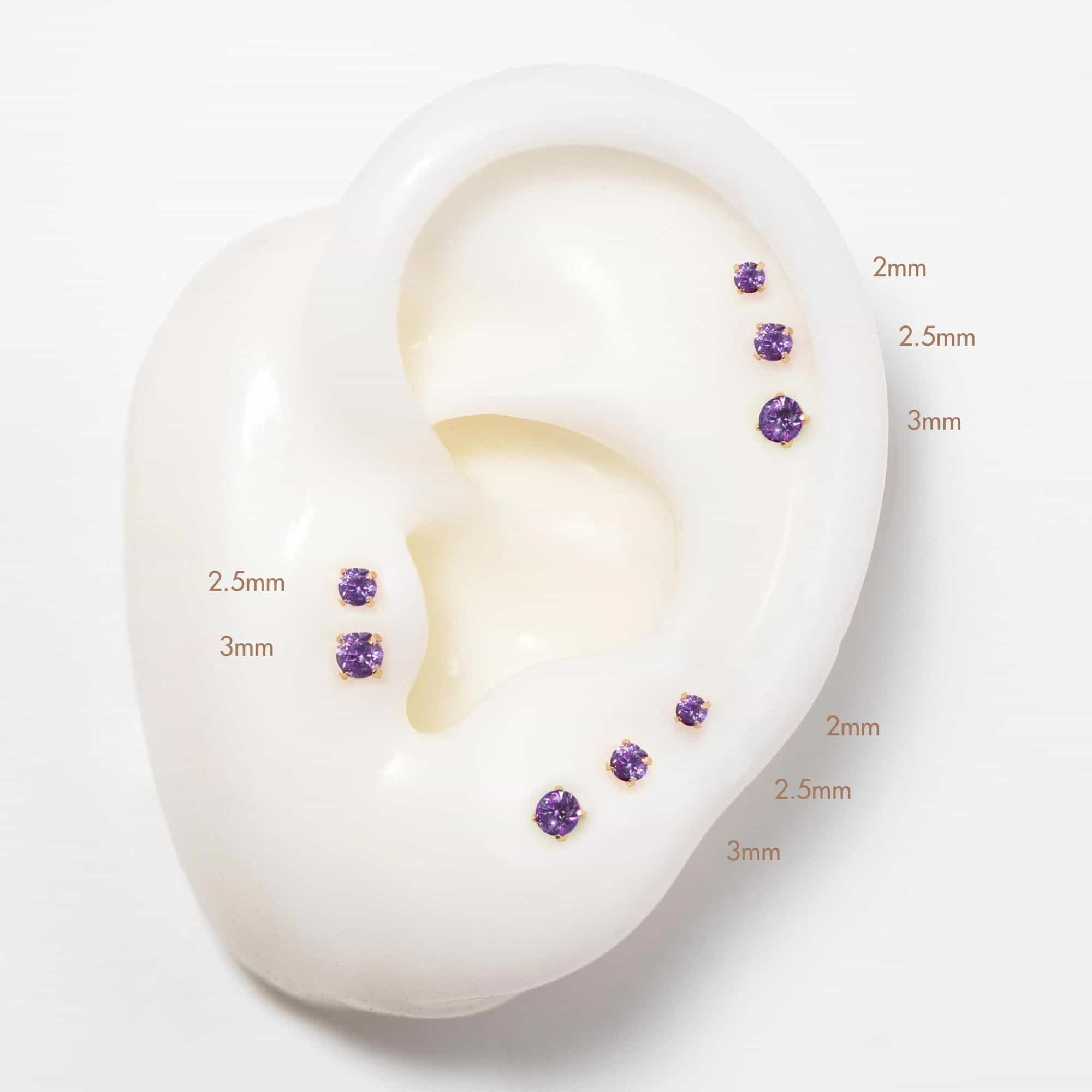 Tiny Gemstone Flatback Stud Amethyst