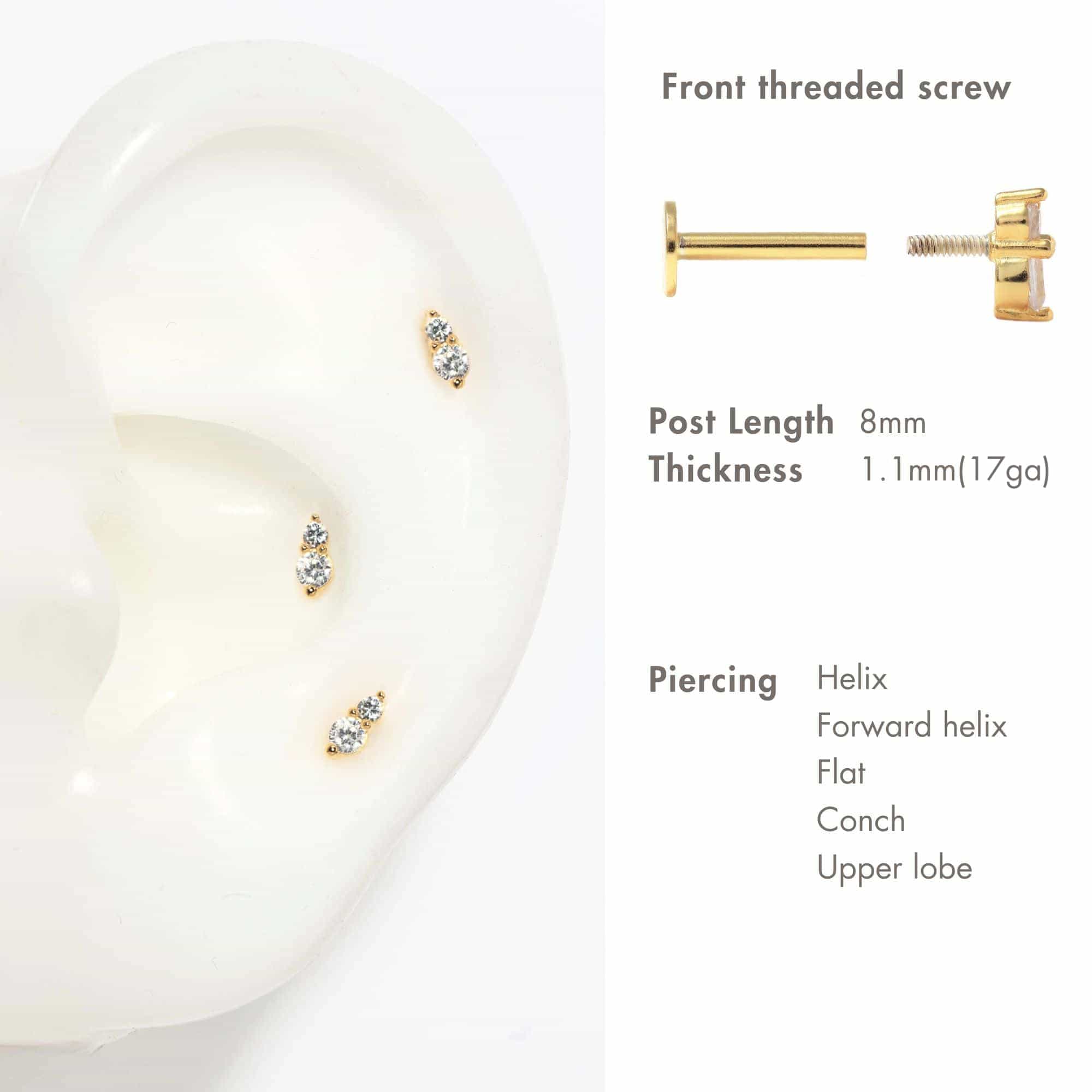 Micro Duo Pavé Flat Back Stud