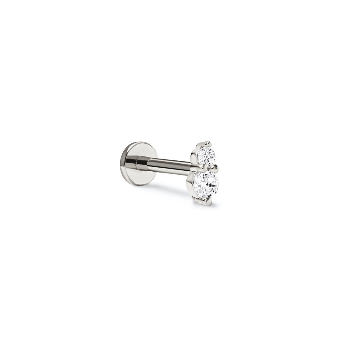 Micro Duo Pavé Flat Back Stud 14K