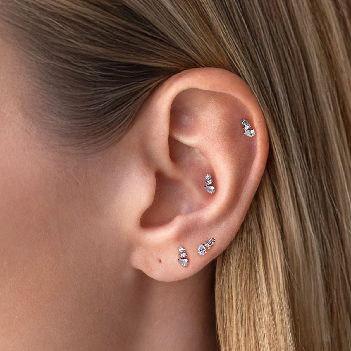 Micro Pavé Cluster Flat Back Earring 14K