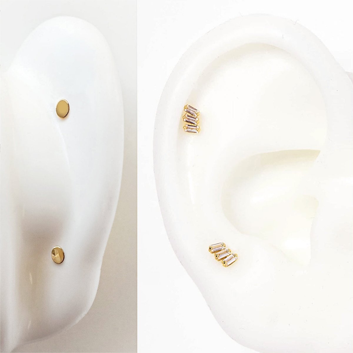 Tri Baguette Flat Back Stud