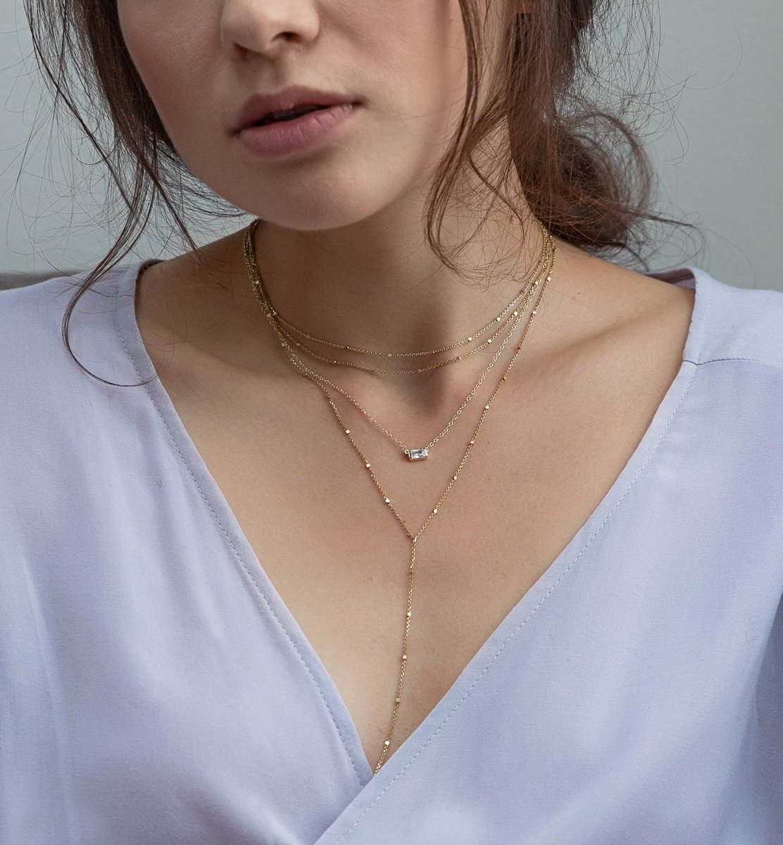 Sofia Baguette Necklace, Necklaces - AMY O. Jewelry