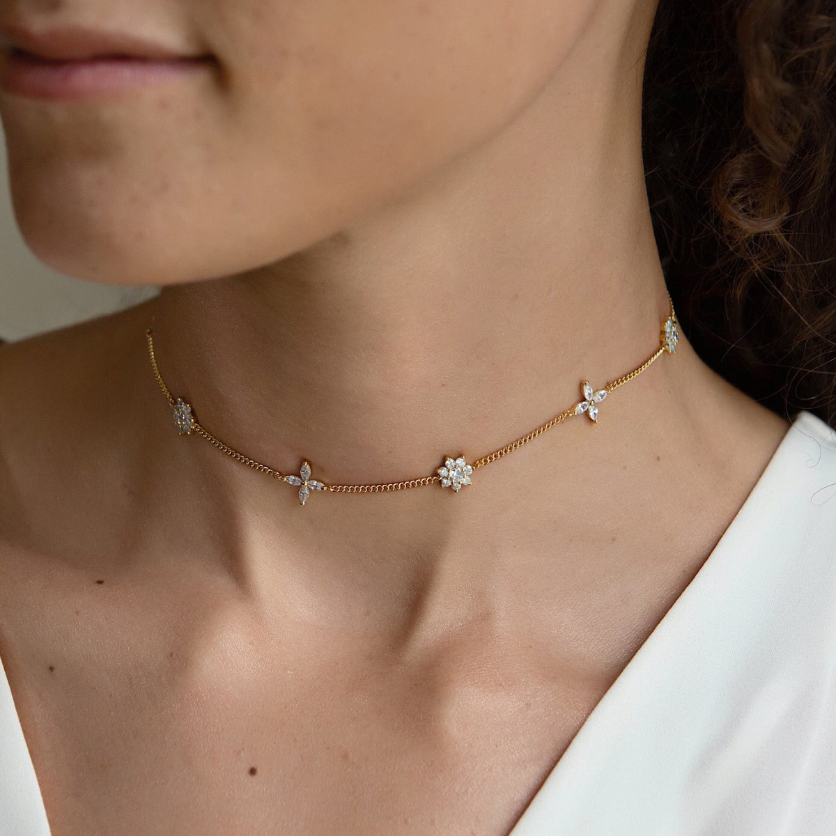 Fleur Pavé Crystal Choker