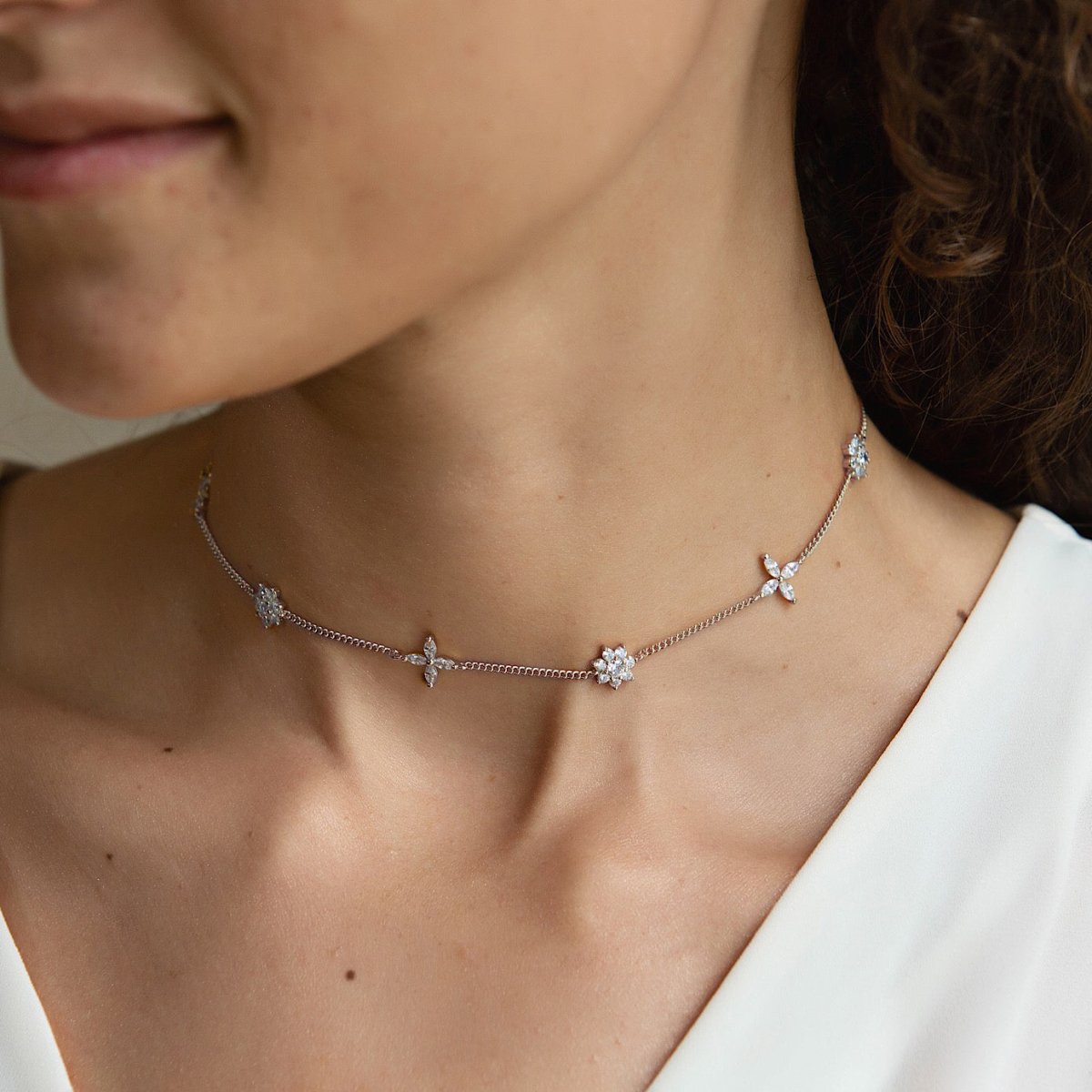 Fleur Pavé Crystal Choker