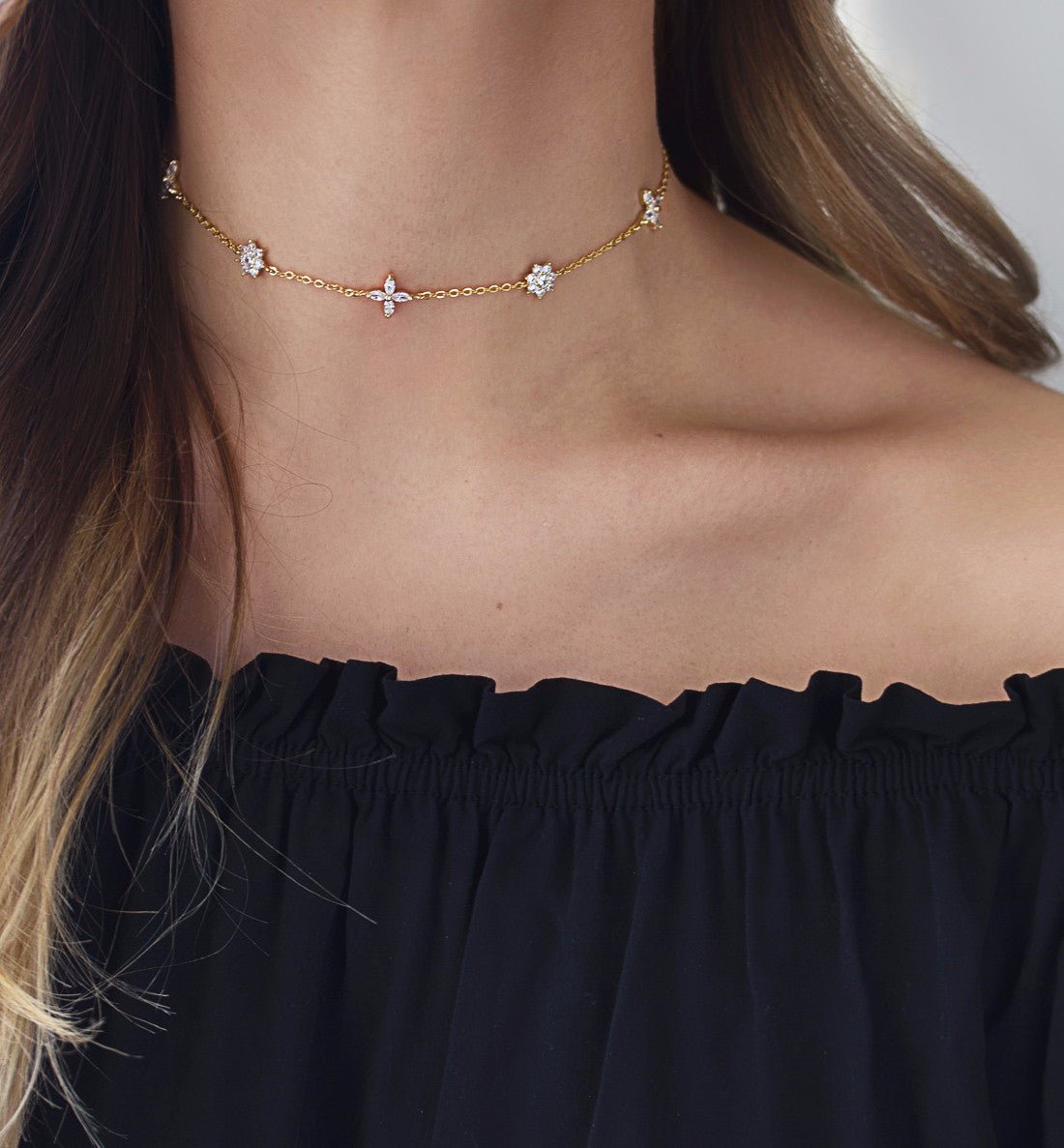 Esme Fleur Crystal Choker, Necklaces - AMY O. Jewelry