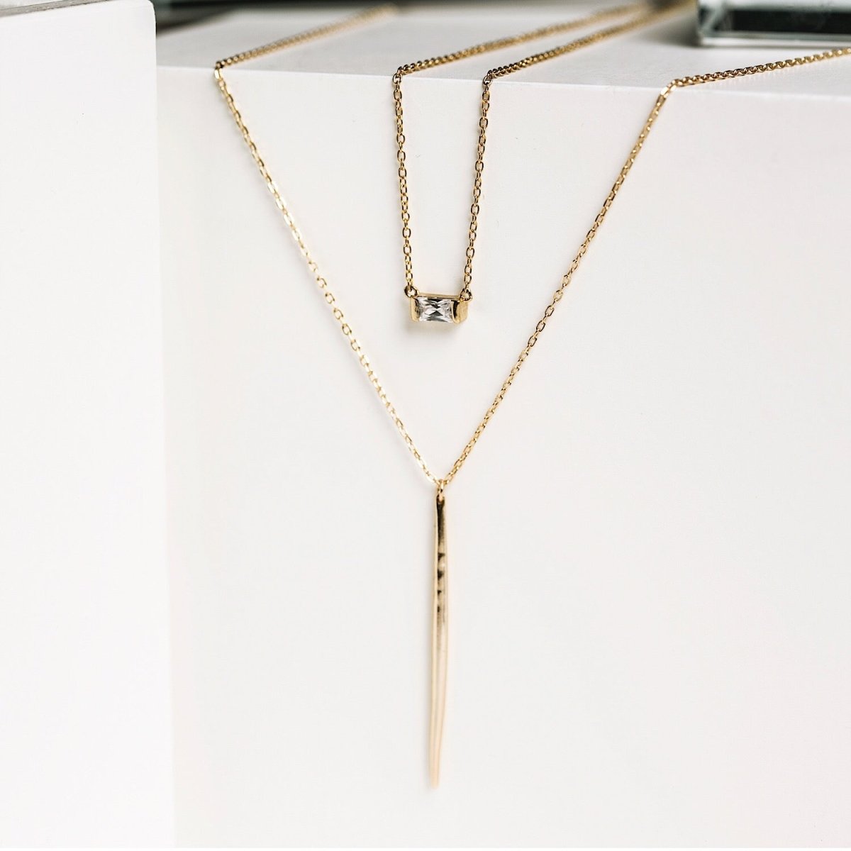 Sofia Baguette Necklace, Necklaces - AMY O. Jewelry