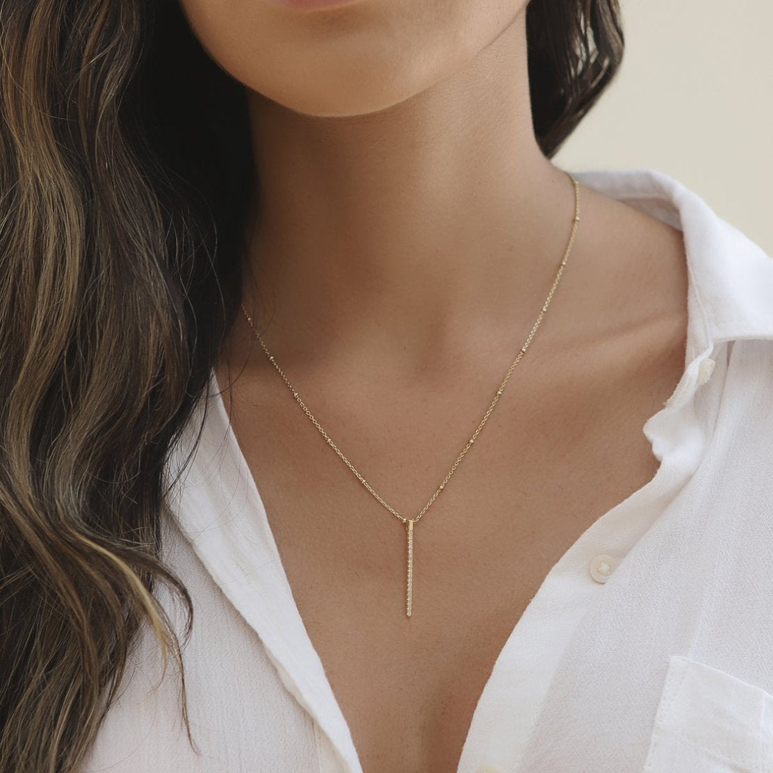 Sterling Silver Bar Pendant Necklace